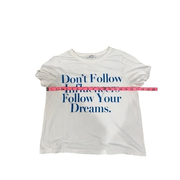 Zara graphic baby blue letter boxy cropped top tee women's medium influencer - Picture 3 of 4